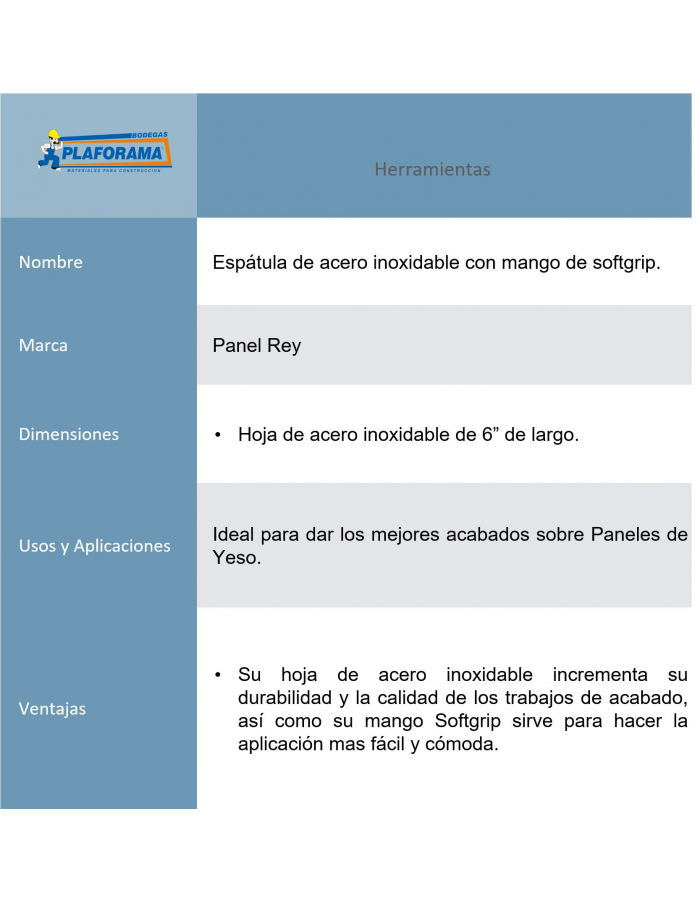 Espátula de Acero Inoxidable Panel...