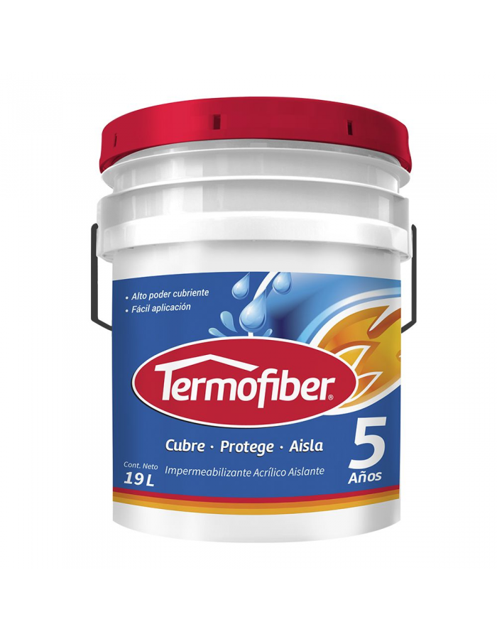 IMPERMEABILIZANTE ACRÍLICO TERMOFIBER 5 AÑOS CUBETA 19 L COLOR BLANCO