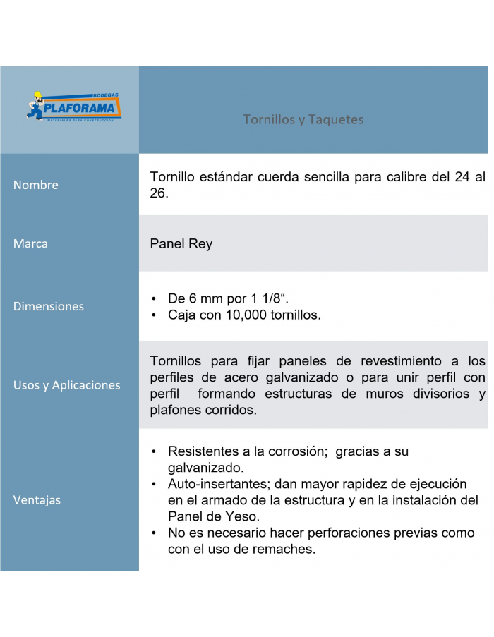 Tornillo Std. Cuerda Sencilla 6mm x 1...