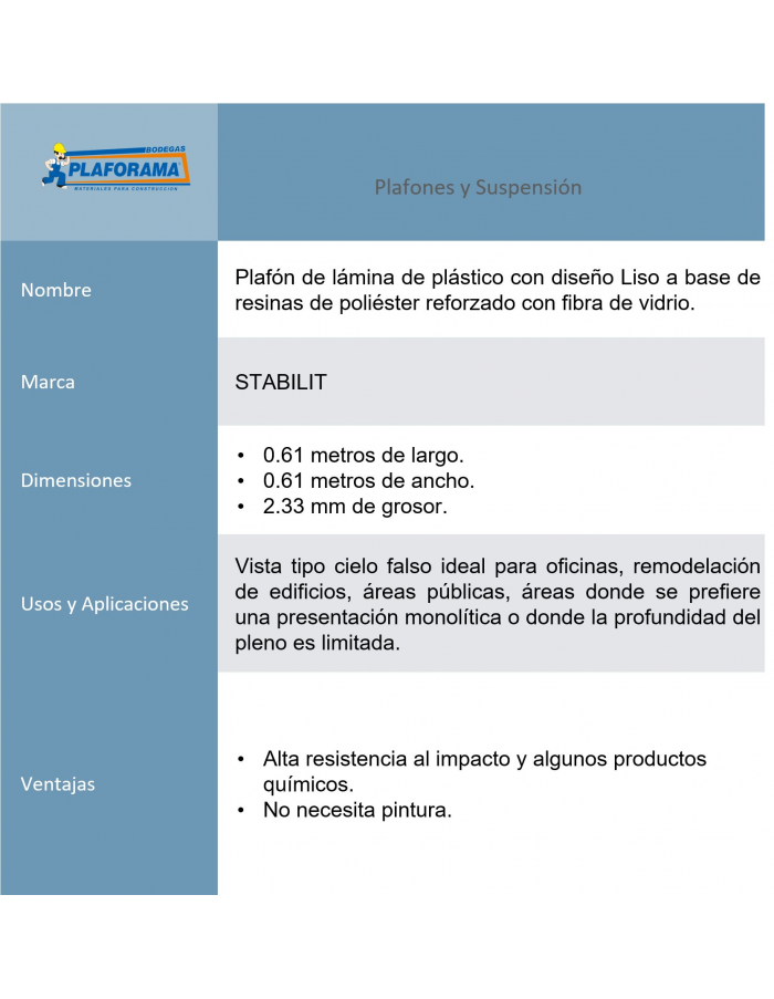 Plafón Stabilit 500069 Liso blanco...