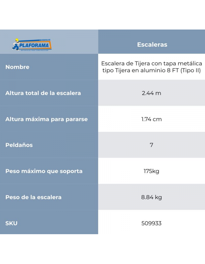 Escalera de tijera de aluminio tipo...