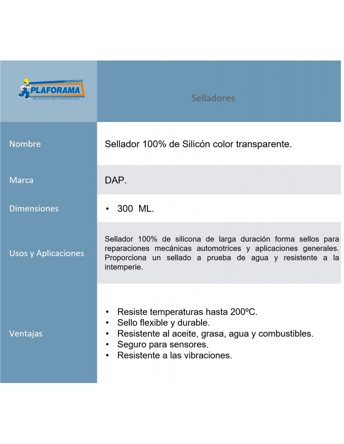 Silicon Dap 509597 Transparente 100%...