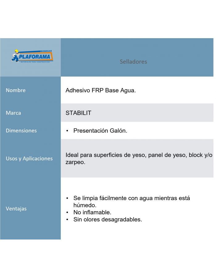 Adhesivo para Panel FRP FAST GRAB...