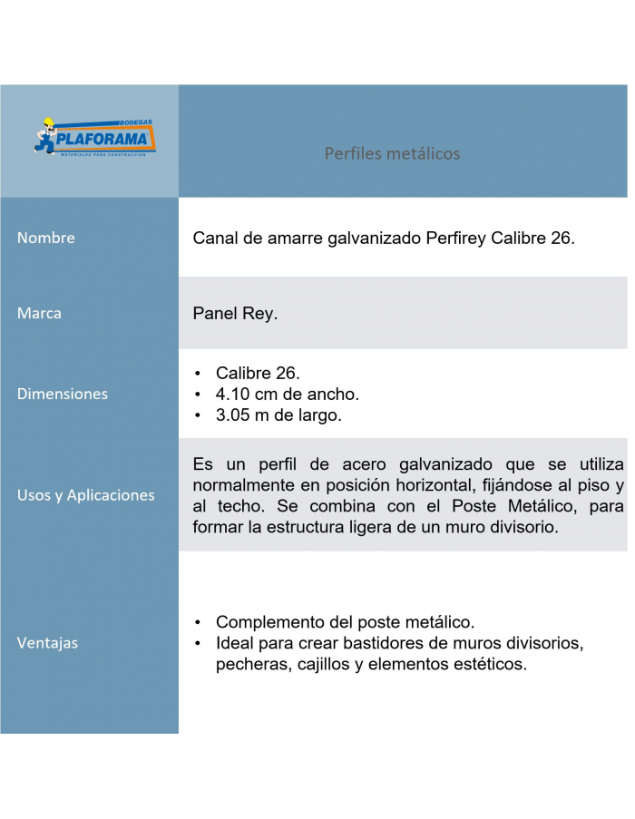 Canal de amarre Perfirey Cal. 26...