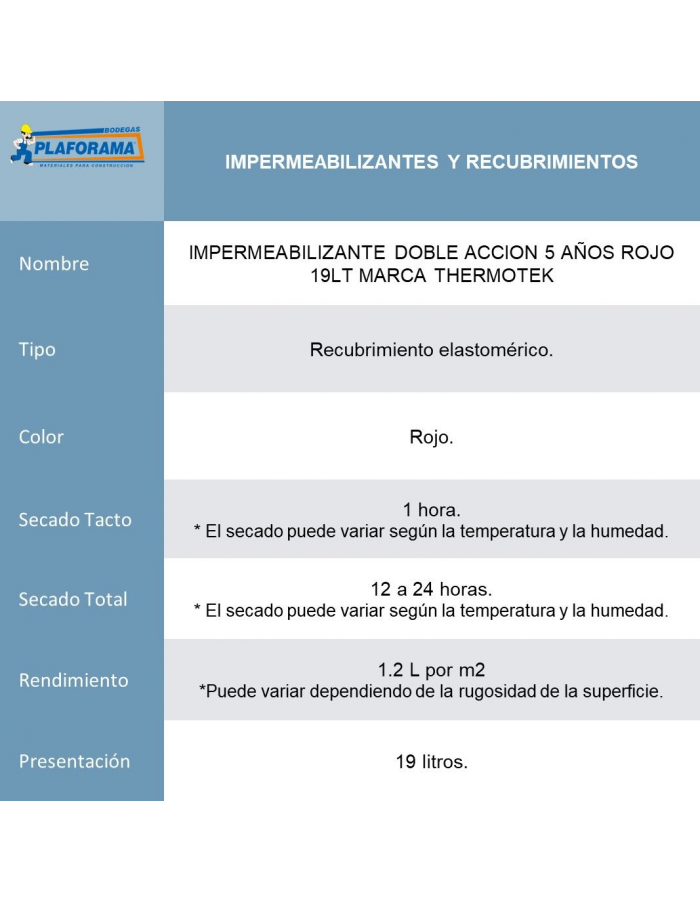 THERMOTEK DOBLE ACCIÓN 5 AÑOS CUBETA...