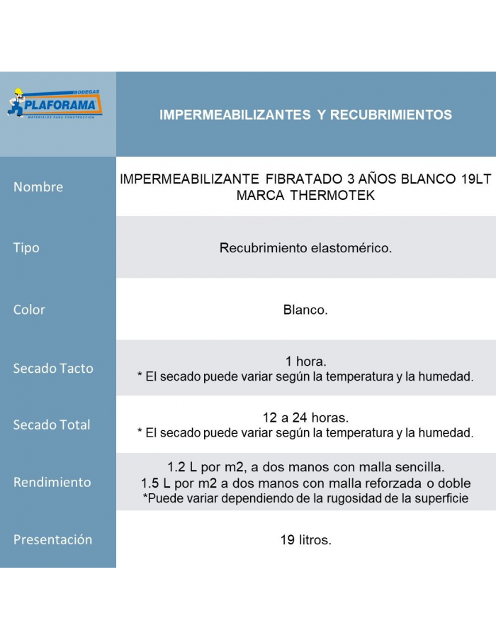 THERMOTEK 3 AÑOS CUBETA 19 L...