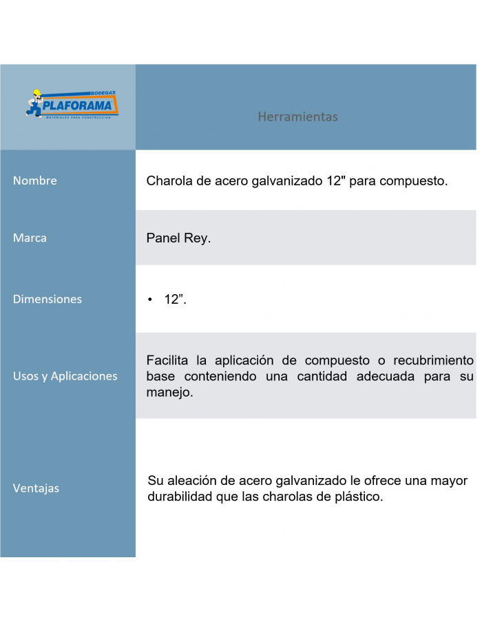 Charola de acero galvanizado Panel...