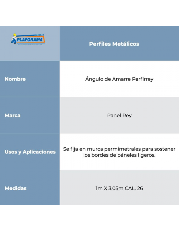 Ángulo de Amarre Perfirey Calibre 26... Ángulo de Amarre Perfirey Calibre 26...