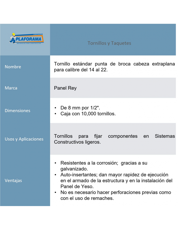 Tornillo Std. Punto de broca cabeza...