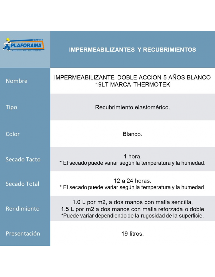 THERMOTEK DOBLE ACCIÓN 5 AÑOS CUBETA...